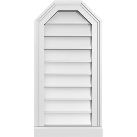 Ekena Millwork Octagonal Top Surface Mount PVC Gable Vent w/ 2"W x 2"P Brickmould Sill Frame, 14"W x 28"H GVPOT14X2803SN